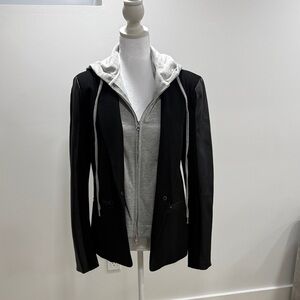 Central Park West Black Blazer with Light Gray Hoodie Insert